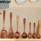 Natural Teak Wooden Kitchen Spoon & Spatula Set – Complete Cooking Tools