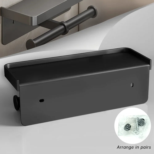 Aluminum Toilet Paper Holder Wall Mount with Shelf & Phone Stand