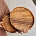 Round Wooden Tray – Eco-Friendly Natural Wood Serving Plate for Kitchen