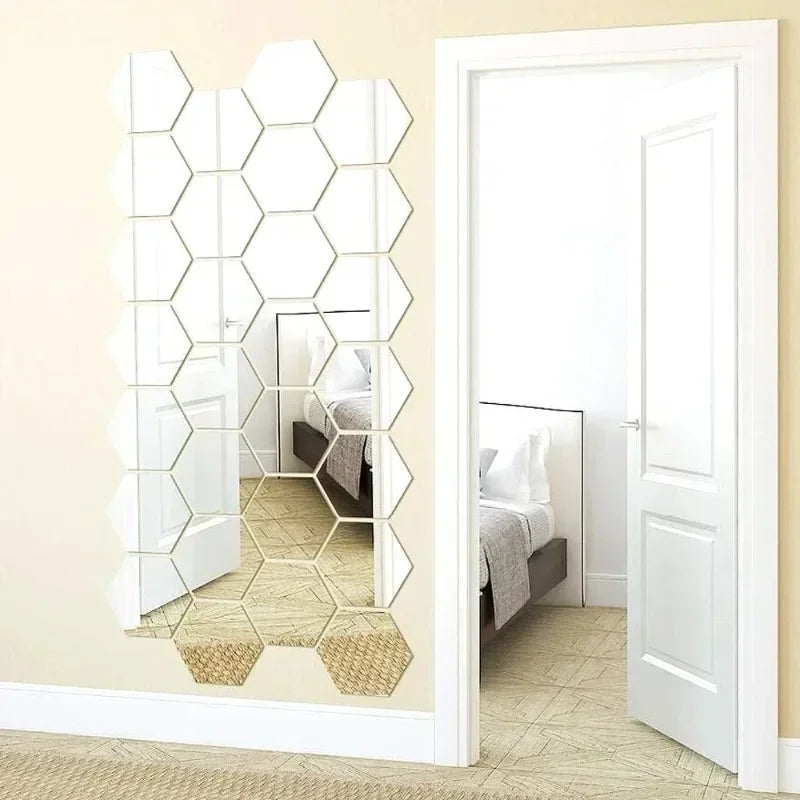 Elegant Hexagon Acrylic Mirror Wall Stickers for Stylish Home Decor