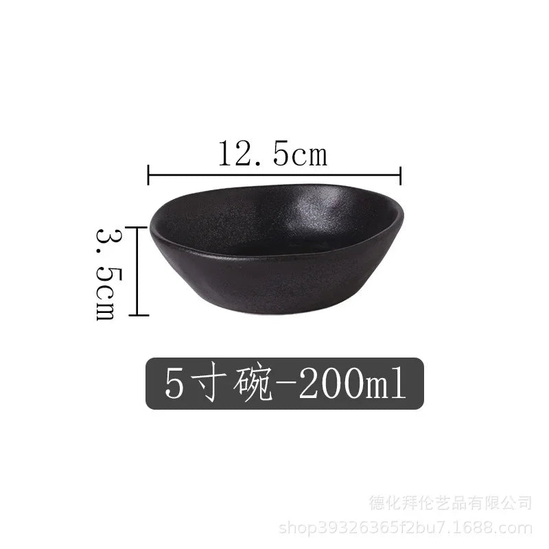 Japanese Irregular Ceramic Plate – Solid Color Dinnerware for Home Use