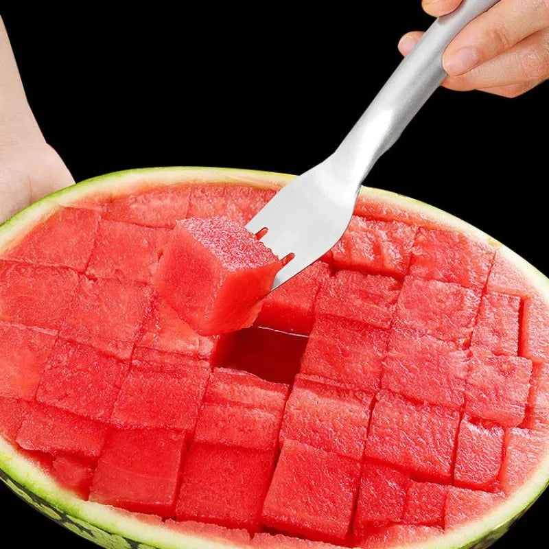 Stainless Steel Watermelon Cutter & Fruit Fork – Multifunctional Slicer Tool