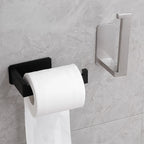 Self-Adhesive Stainless Steel Toilet Paper Holder Black Finish for Bathroom