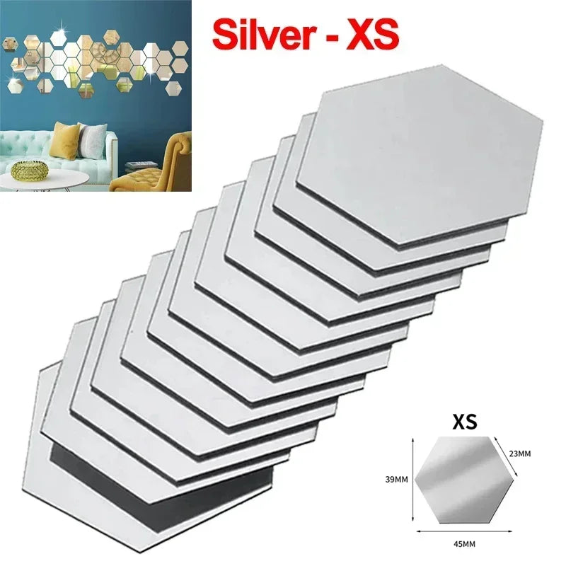 Elegant Hexagon Acrylic Mirror Wall Stickers for Stylish Home Decor