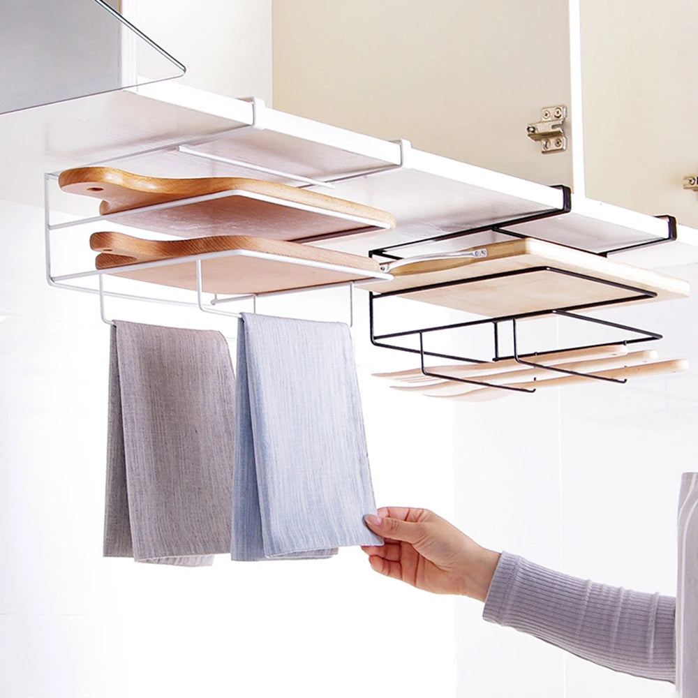 Metal Kitchen Cutting Board & Lid Organizer – Wall-Mounted Rack