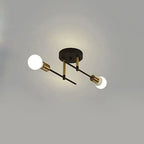 Vintage 2-Light Iron Ceiling Light – Black E27 Surface Mount