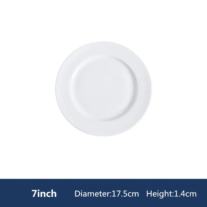 Round Ceramic Plate – Solid Porcelain Tableware for Home & Hotel