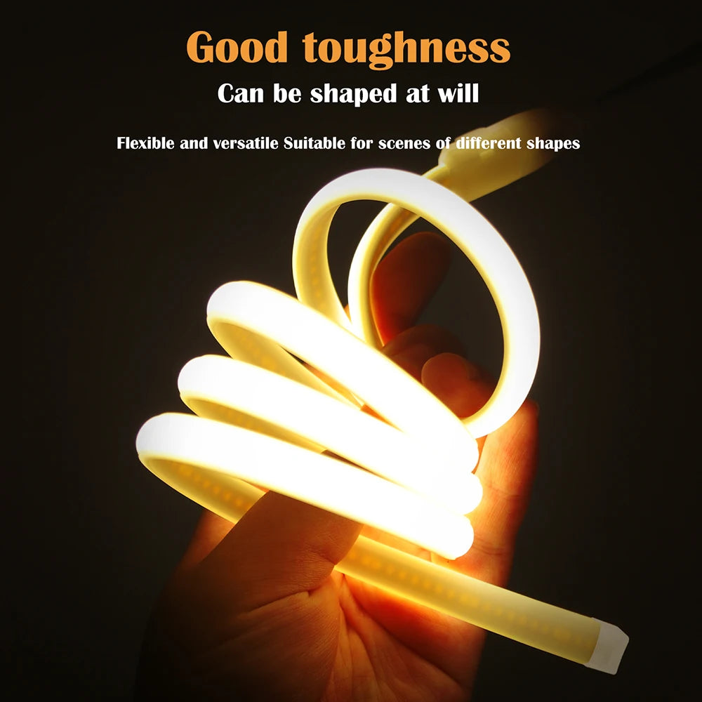 COB LED Strip Light 288 LEDs/M 220V AC IP67 Waterproof Warm/Natural/White