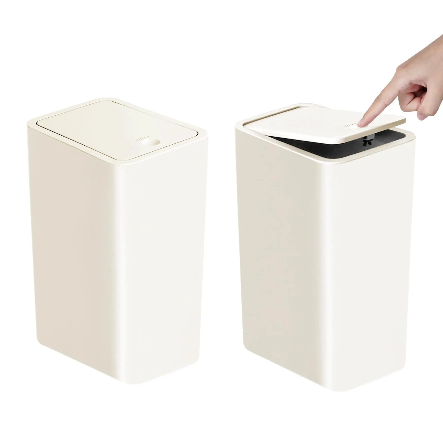 Bathroom Trash Can 10L – Small Plastic Garbage Bin with Press Lid for Toilet, Bedroom & Living Room