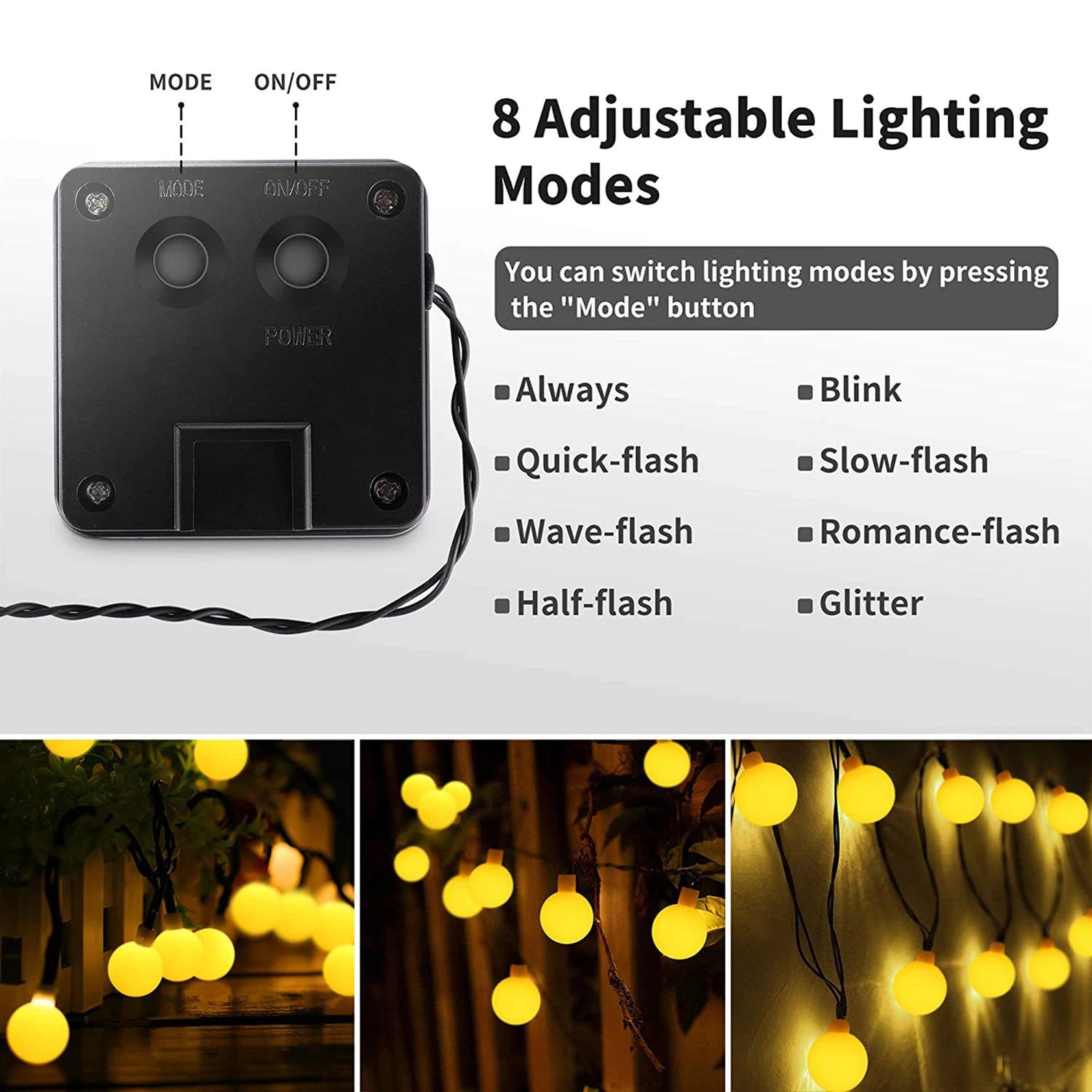 Solar LED Ball String Lights 5M IP65 Waterproof Holiday Decor