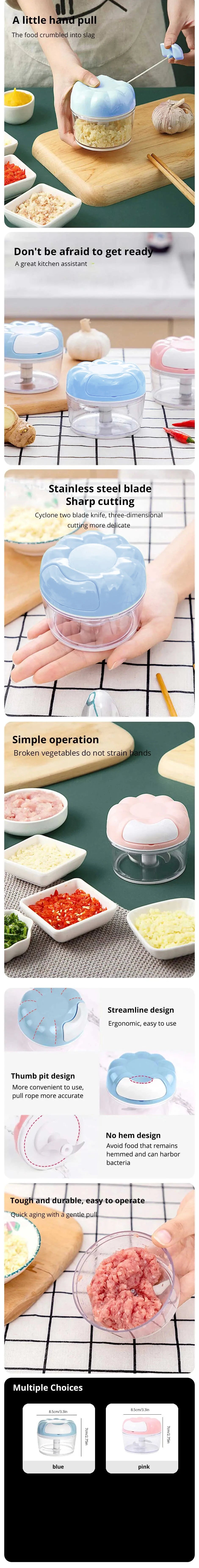 Manual Garlic Masher – Stainless Steel Kitchen Tool for Mincing, Potato Mashing & Ricing