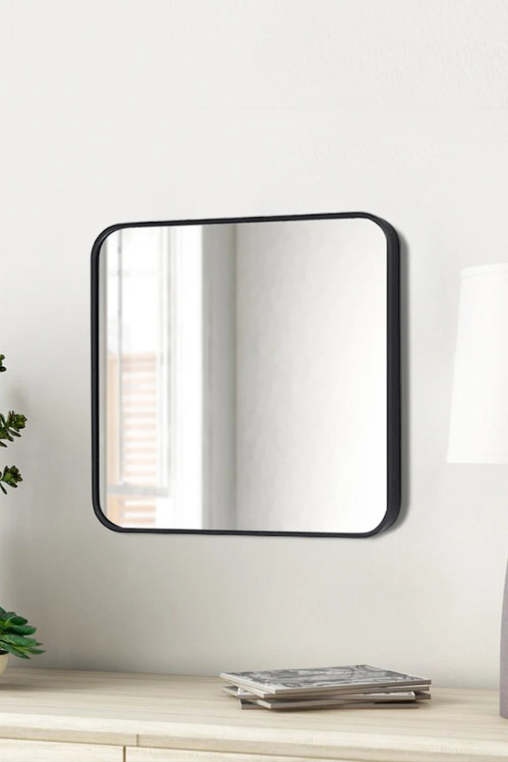 Modern Square Wall Mirror with Aluminum Alloy Frame Bathroom Decoration