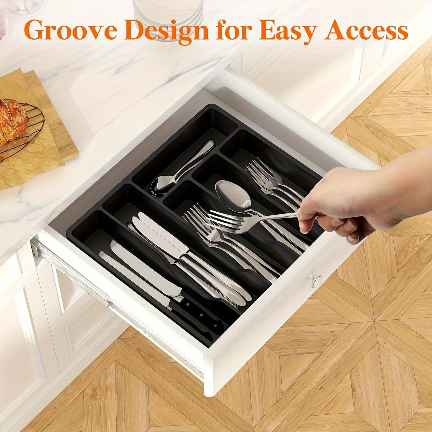 Plastic Flatware Storage Case – 6-Compartment Tableware Organizer