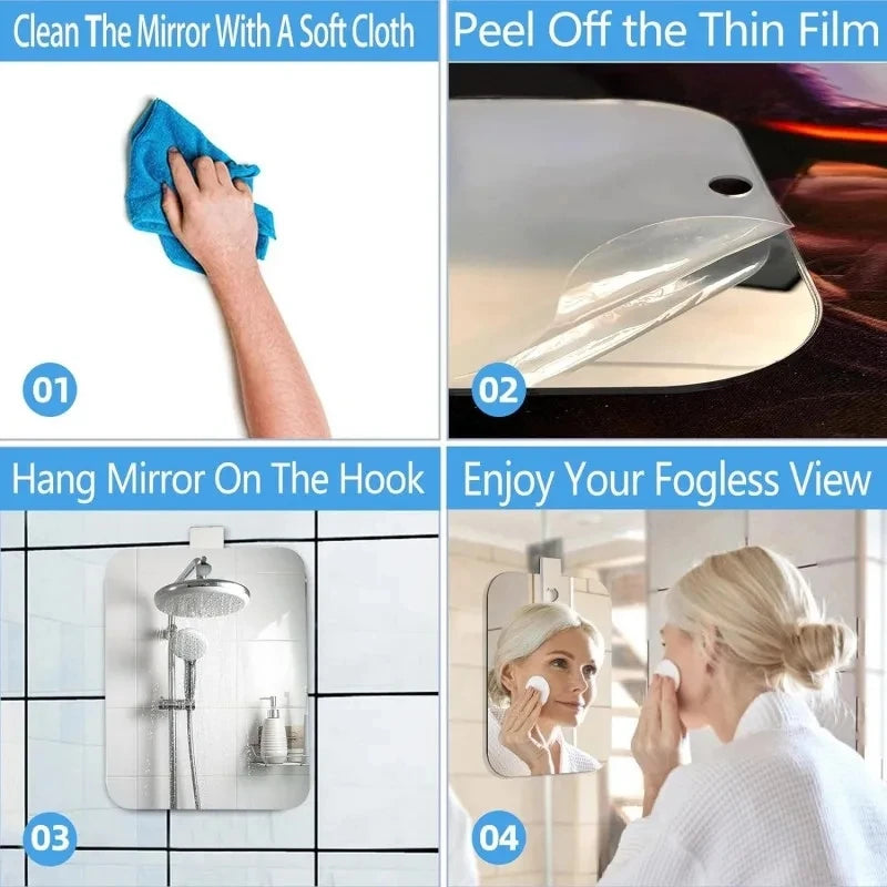 Fogless Acrylic Mirror for Shower, Travel, and Bathroom Grooming Tools