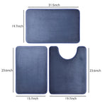 Three-Piece Bathroom Mat Set Non-Slip Microfiber Absorbent Floor Rugs Soft and Comfortable