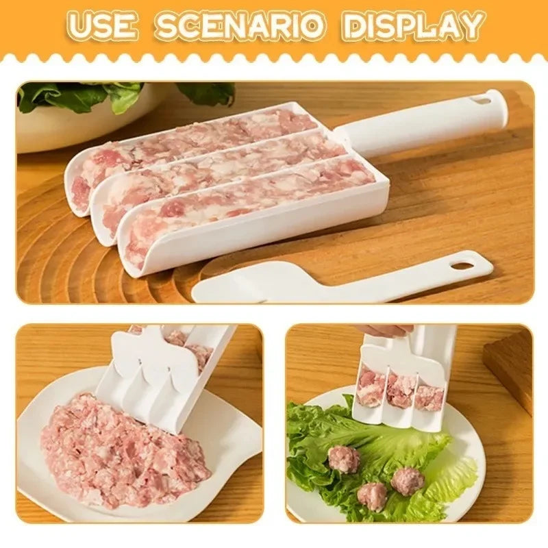 4-Row Meatball Maker – Plastic Patty & Fish Ball Scoop for Homemade Meatballs