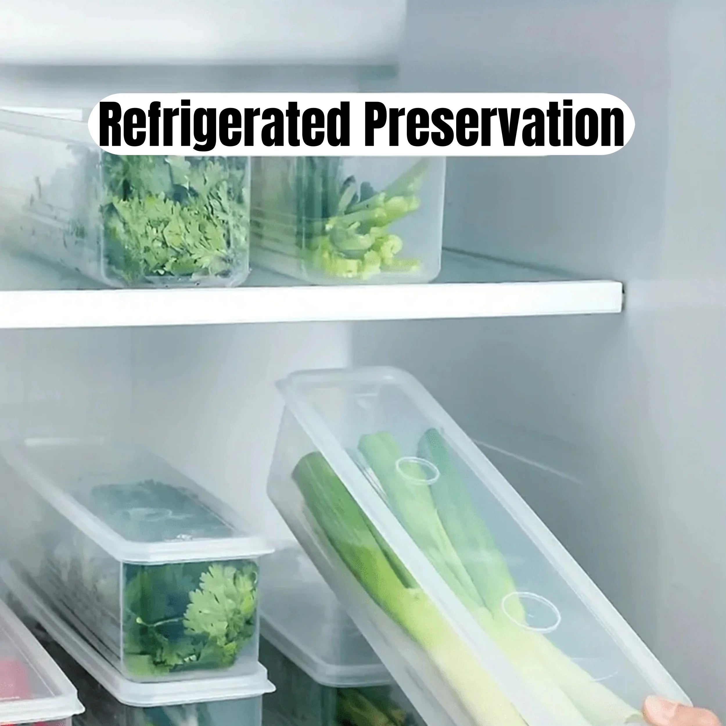 PP Plastic Refrigerator Storage Box – Stackable Fridge Organizer with Lid