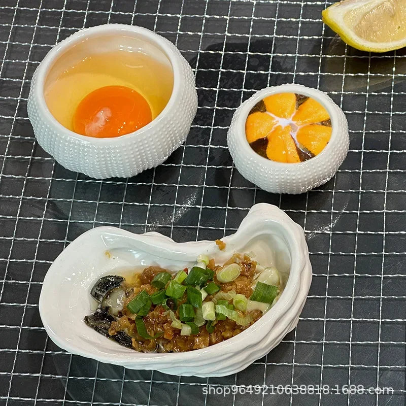 ZIZI FISH Round Ceramic Plate – Durable Solid Tableware for Home & Kitchen