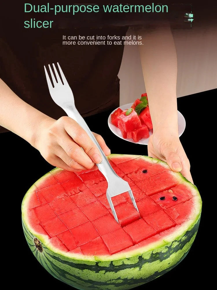 Stainless Steel Watermelon Cutter & Fruit Fork – Multifunctional Slicer Tool