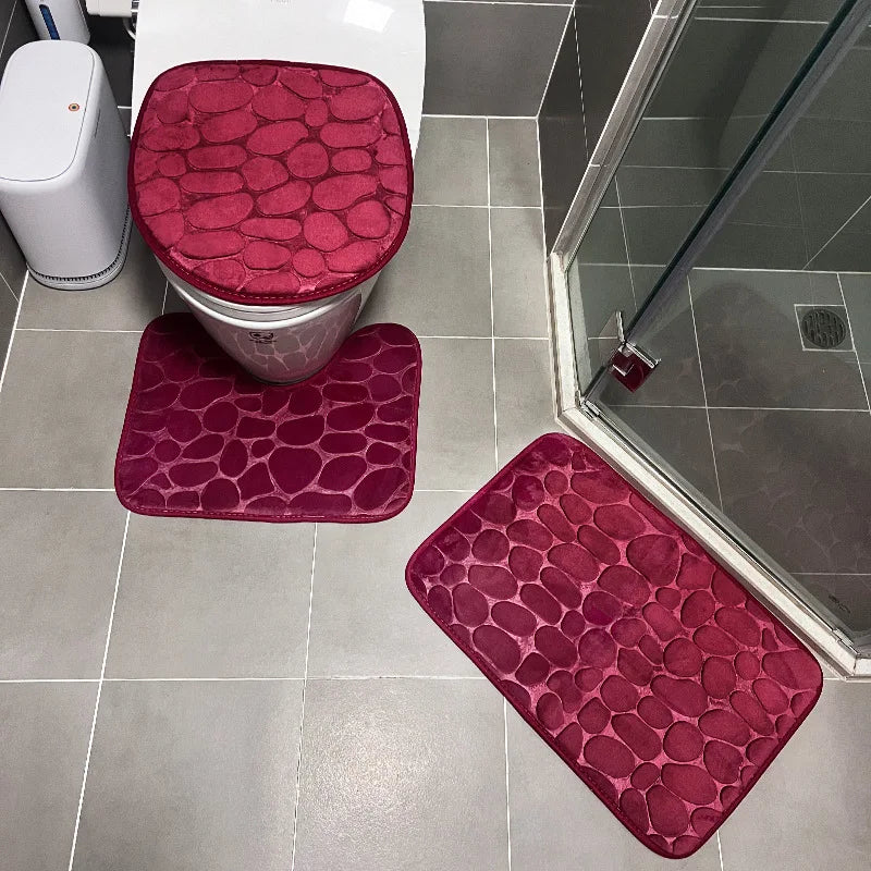 3-Piece Microfiber Bathroom Mat Set Non-Slip Absorbent Floor Rugs Soft and Comfortable
