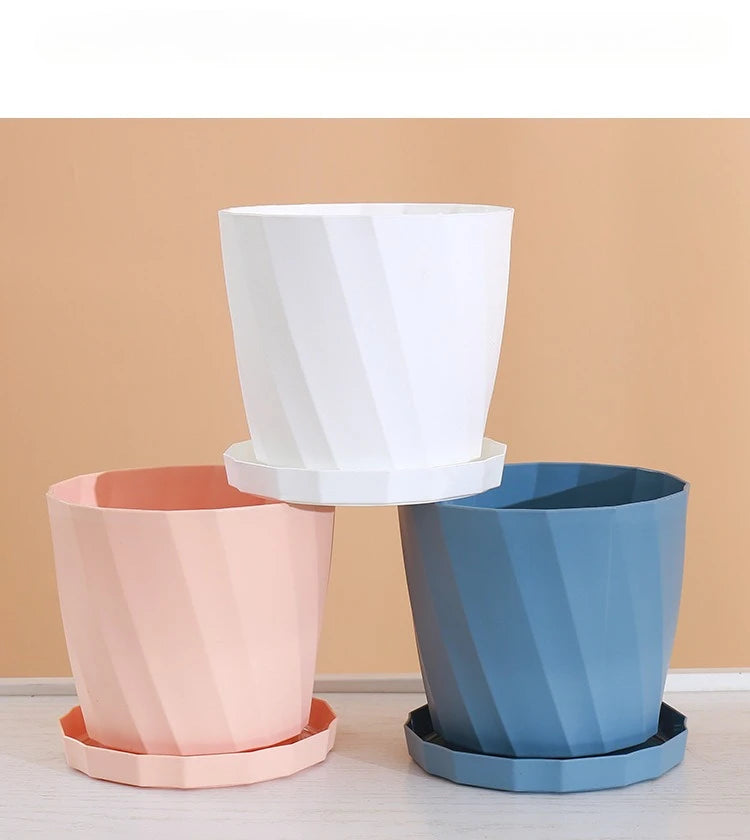 Round Thickened Plastic Flower Pot Set