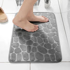 Memory Foam Embossed Velvet Bathroom & Living Room Mat – Non-Slip Cobblestone Floor Carpet