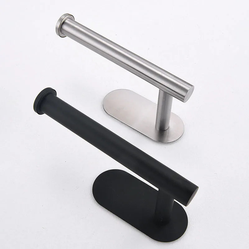Black Stainless Steel Toilet Paper Holder Self-Adhesive Bathroom Tissue Rack