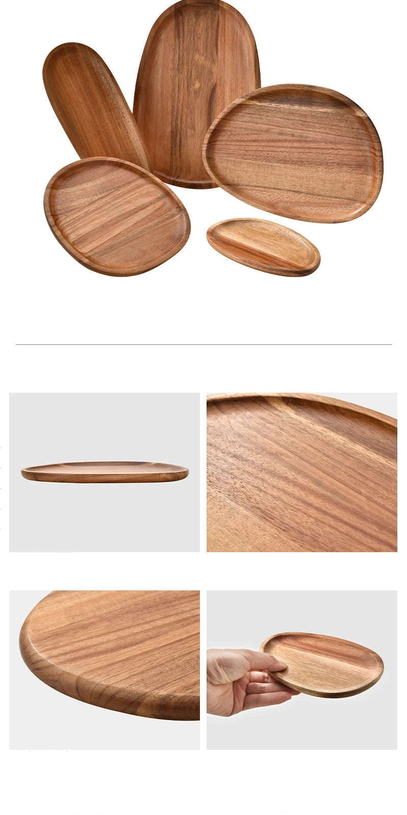 Round Wooden Serving Tray – Natural Wood Craft