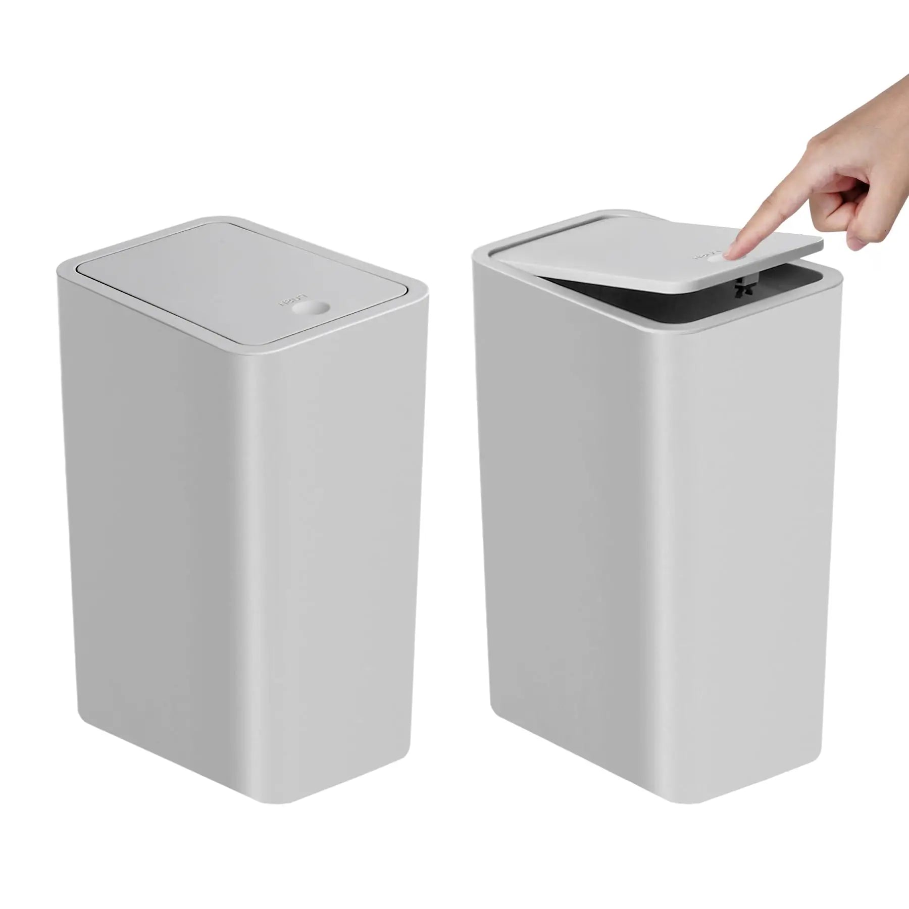 Bathroom Trash Can 10L – Small Plastic Garbage Bin with Press Lid for Toilet, Bedroom & Living Room