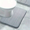 Pure Color Stripe Bathroom U-Mat, Soft Non-Slip Quick-Dry Toilet Carpet, Absorbent Shower Floor Mat