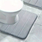 Pure Color Stripe Bathroom U-Mat, Soft Non-Slip Quick-Dry Toilet Carpet, Absorbent Shower Floor Mat