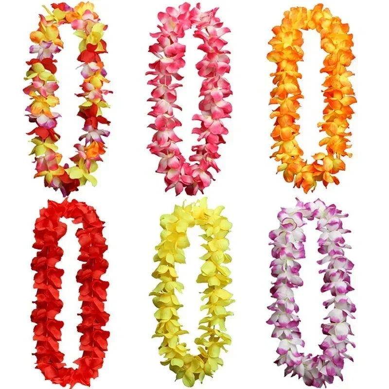 Artificial Hawaiian Flower Necklace Leis Heart-Shaped Garland Decor