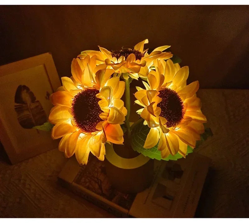 Sunflower LED Night Light – USB Warm Floral Bedside Lamp