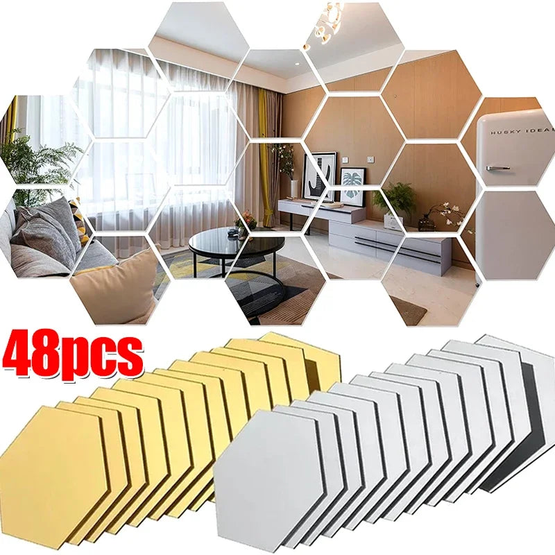 Elegant Hexagon Acrylic Mirror Wall Stickers for Stylish Home Decor