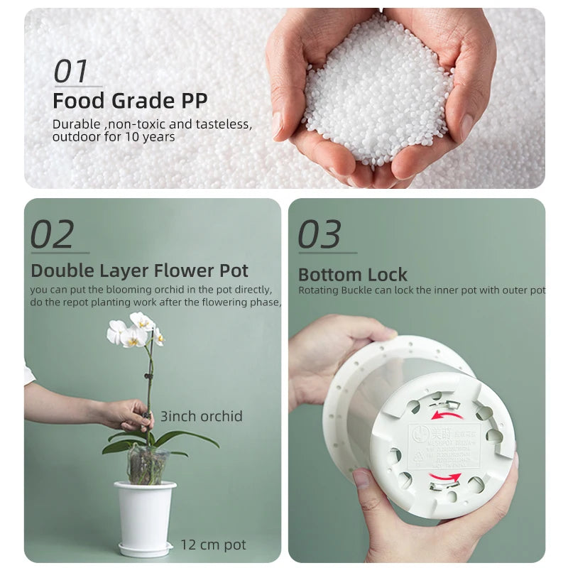 Double Layer Mesh Orchid Pot with Drainage Holes