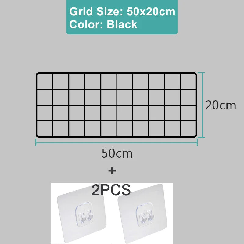 Metal Wall-Mounted Grid Shelf Organizer DIY Photo & Storage Rack