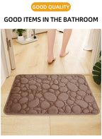 Embroidered Pebble Coral Velvet Bathroom Mat Set U-Shaped Absorbent Foot Rug Two-Piece