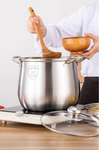 22cm Stainless Steel Stock Pot with Glass Cover – Soup & Kitchen Tool