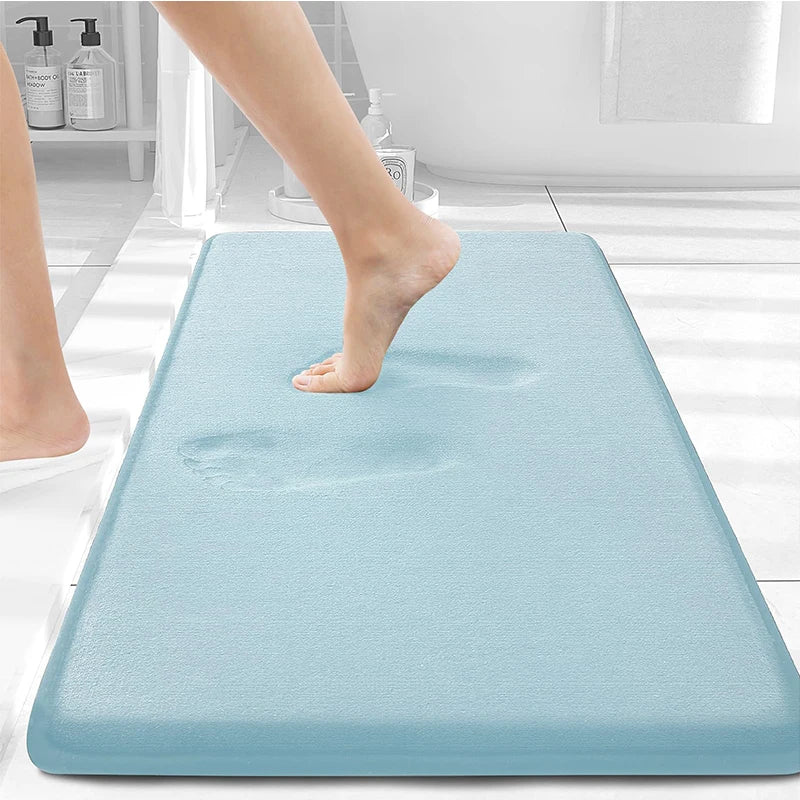 Homaxy Memory Foam Solid Color Bathroom Mat Floor Mat Indoor Non Slip Door Mat Dirt Trap Absorbs Water Comfortable Bathroom Mat