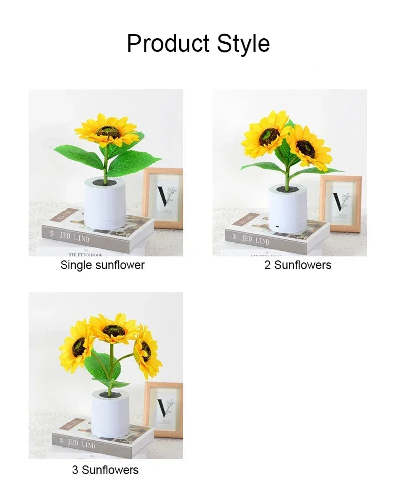 Sunflower LED Night Light – USB Warm Floral Bedside Lamp