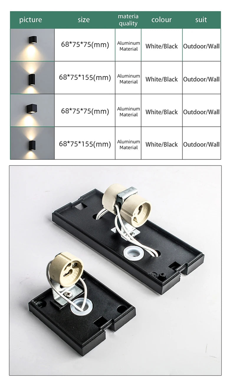 Modern Outdoor Wall Lamp GU10 IP65 Waterproof Aluminum