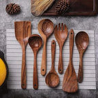 Natural Teak Wooden Kitchen Spoon & Spatula Set – Complete Cooking Tools