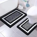 Absorbent Microfiber Bath Mat, Soft Plush Non-Slip Bathroom Rug, Thick Floor Mat for Shower, Toilet & Bedroom