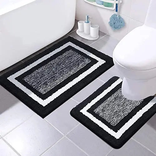 Absorbent Microfiber Bath Mat, Soft Plush Non-Slip Bathroom Rug, Thick Floor Mat for Shower, Toilet & Bedroom