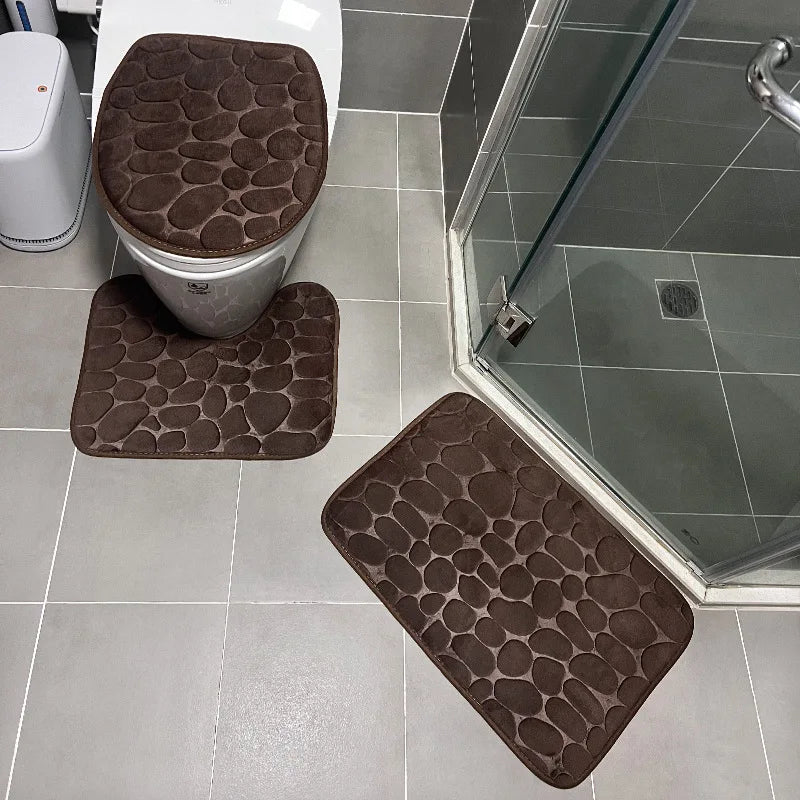 3-Piece Microfiber Bathroom Mat Set Non-Slip Absorbent Floor Rugs Soft and Comfortable