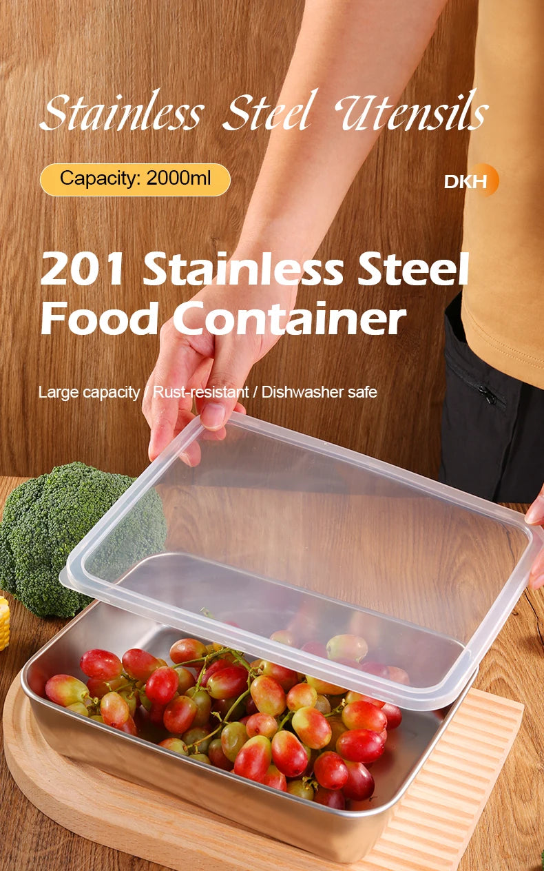 MTM 201 Stainless Steel Storage Trays – Eco-Friendly Korean Style, 4pcs Food Organizer