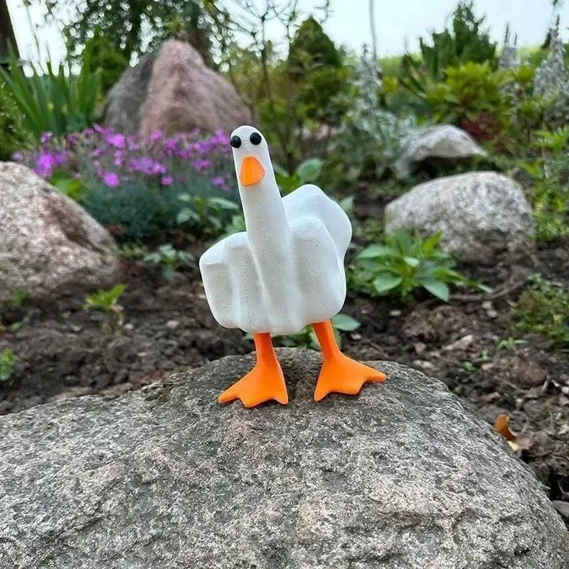 Funny Duck Middle Finger Resin Figurine Pastoral Home Garden Decor