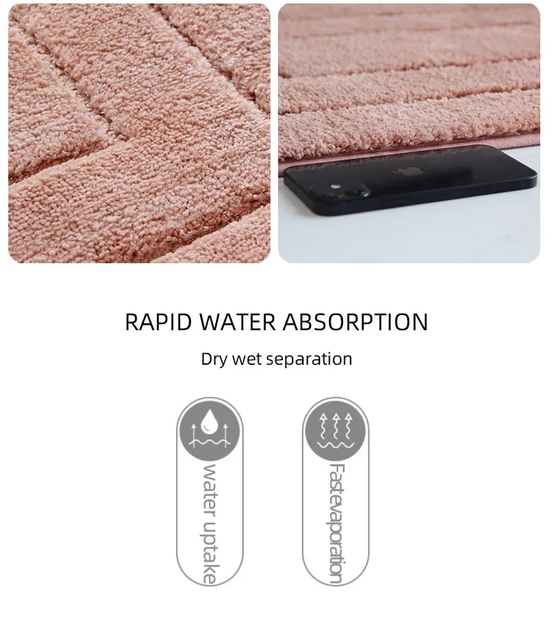 Plush Back-Shaped Bathroom Floor Mat – Anti-Slip Absorbent Foot & Entrance Mat