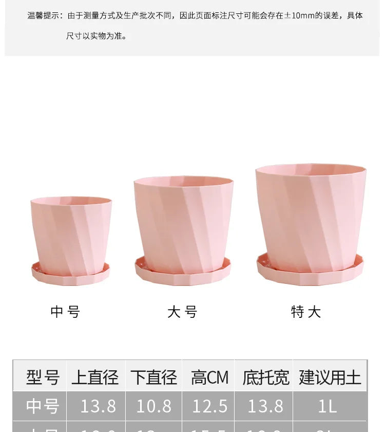 Round Thickened Plastic Flower Pot Set