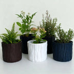 Mini Plastic Flower Pots Imitating Tree Bark